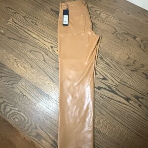 Veronica Beard NWT sz 27 Camel/Cognac Joey Vegan Leather Straight Leg Pants
